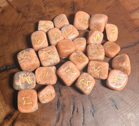 Peach moonstone rune set